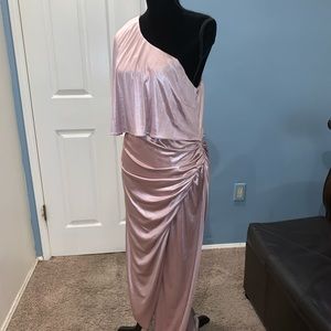 Off shoulder floor length gown